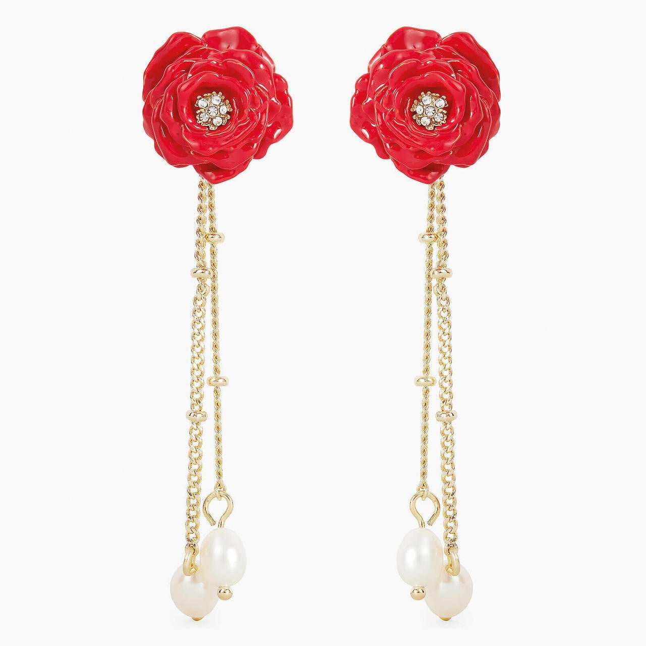 Red Rose Post Earrings | AOLF1021 - Les Nereides