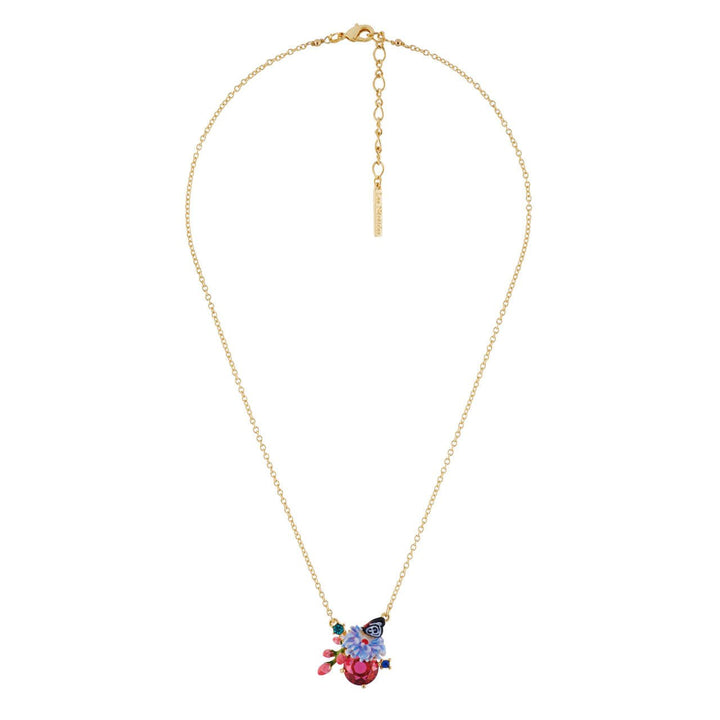Red Stone And Butterfly Necklace | AHED3051 - Les Nereides