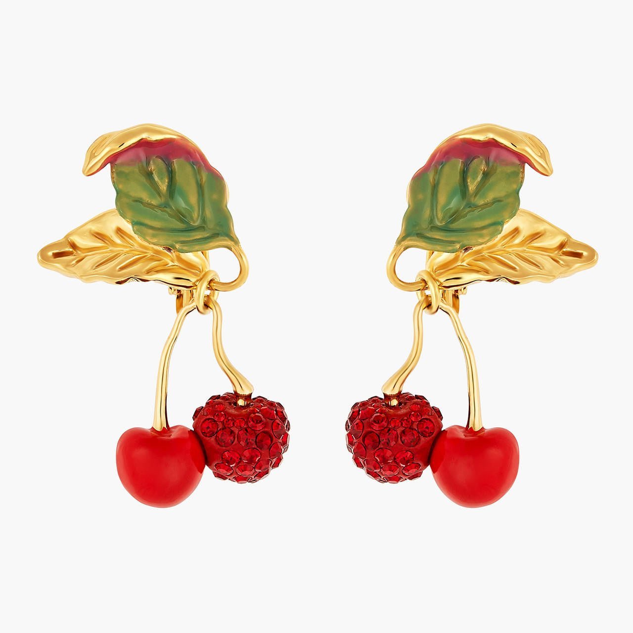 Rhinestones Covered Cherry Earrings | ANCE1011 - Les Nereides