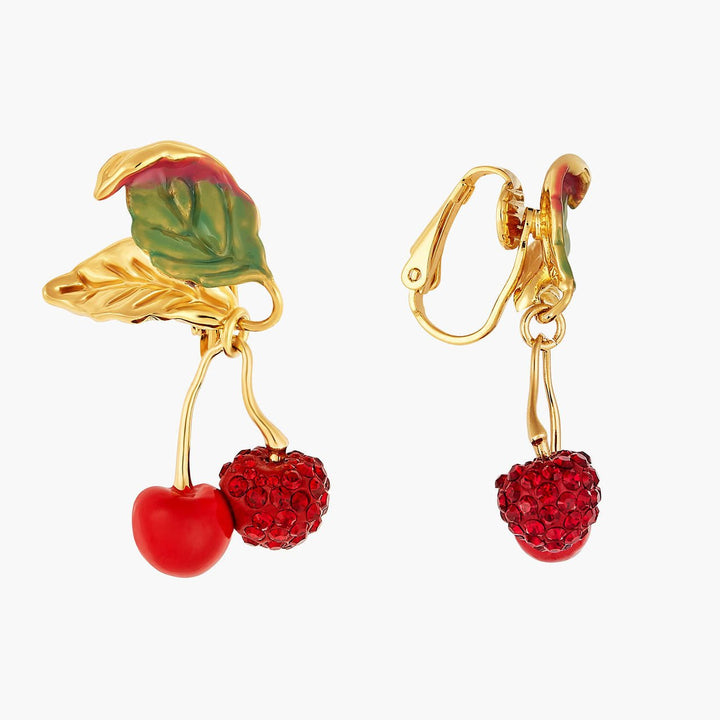 Rhinestones Covered Cherry Earrings | ANCE1011 - Les Nereides
