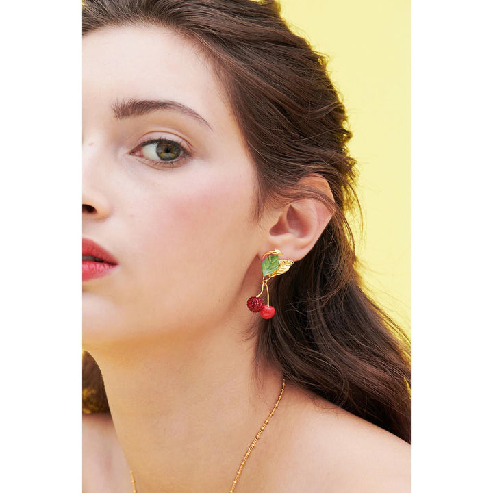 Rhinestones Covered Cherry Earrings | ANCE1011 - Les Nereides