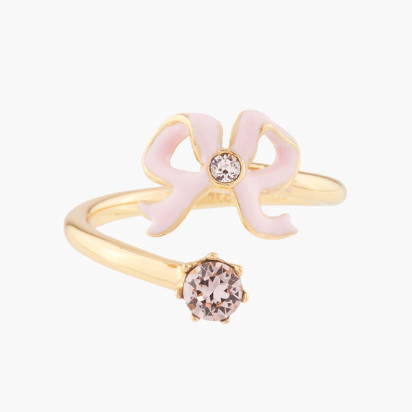 Ribbon And Crystal Pink Adjustable Rings | Akjv6021 - Les Nereides