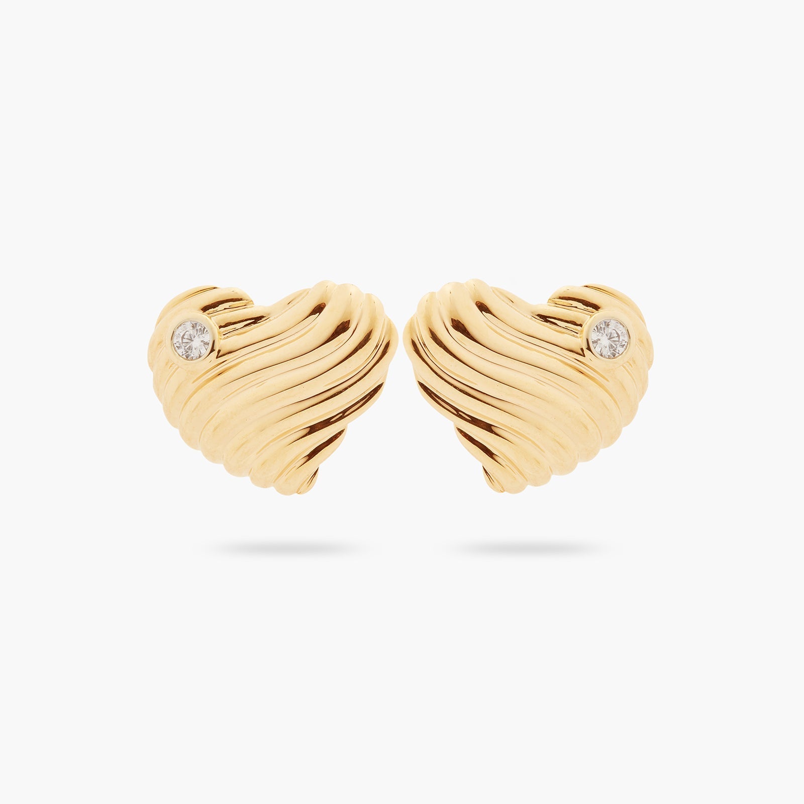 Ripple Effect Heart And Cubic Zirconia Earrings | Les Néréid – Les Nereides