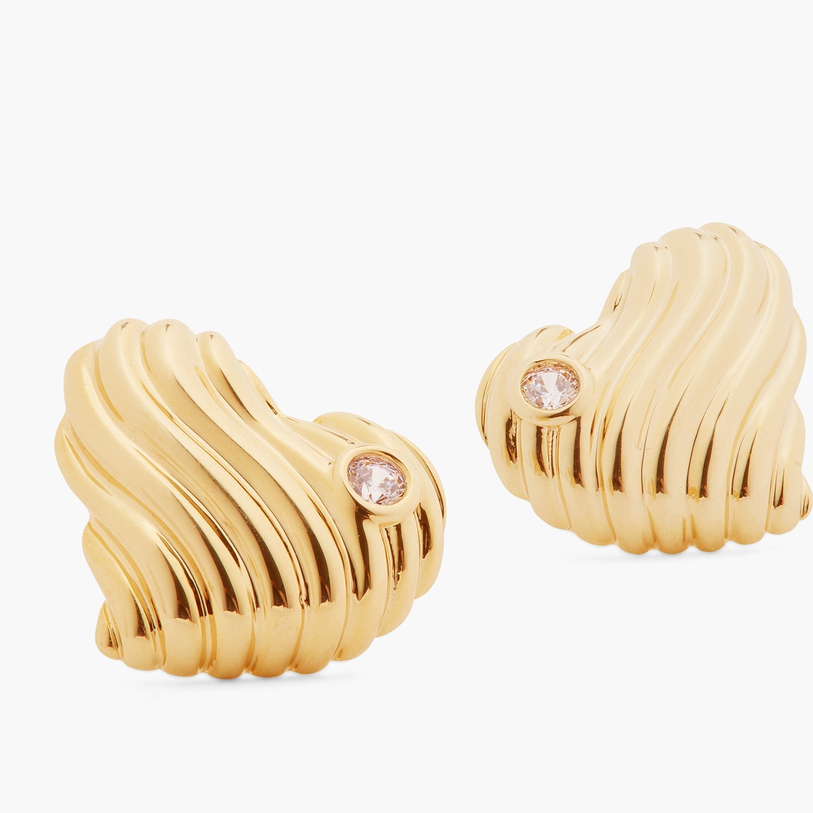 Ripple Effect Heart And Cubic Zirconia Earrings | ASAM1051 - Les Nereides