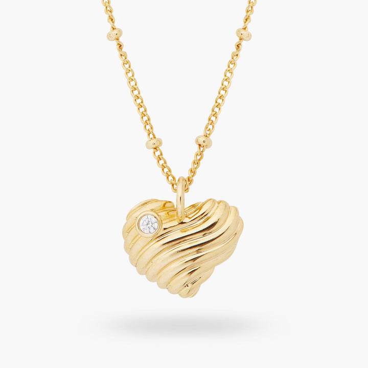 Ripple Heart CZ Pendant Necklace | ASAM3031 - Les Nereides