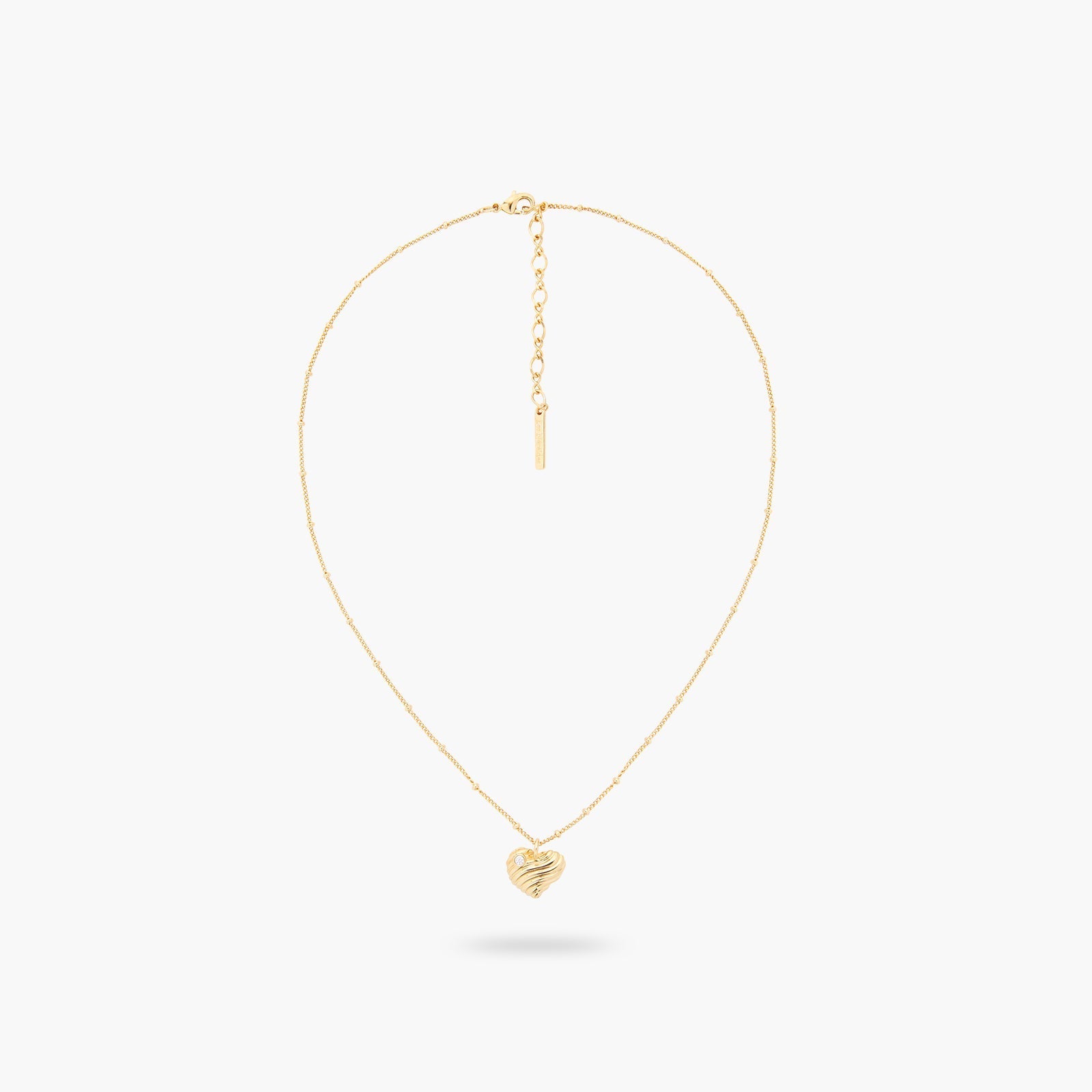 Ripple Heart CZ Pendant Necklace | ASAM3031 - Les Nereides