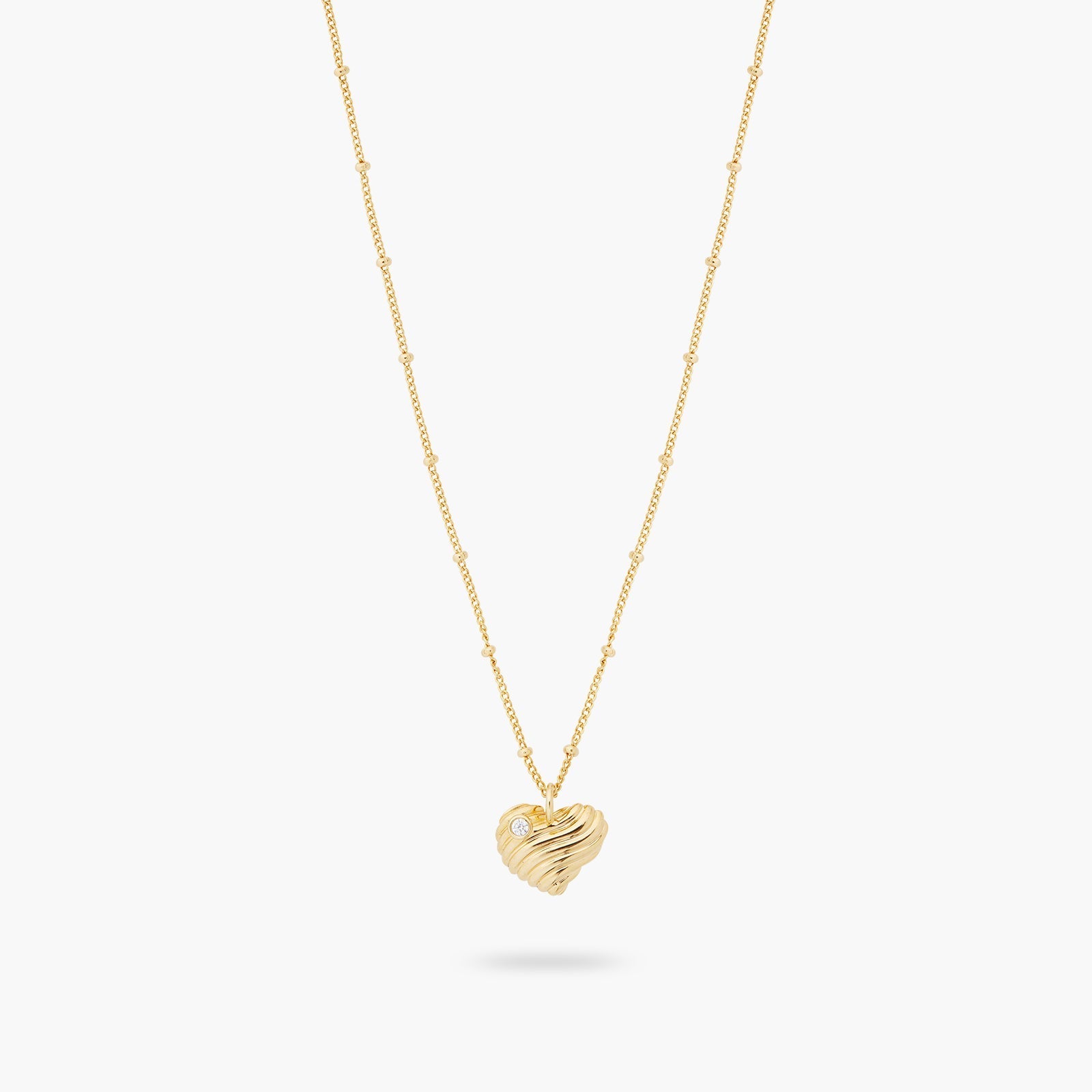 Ripple Heart CZ Pendant Necklace | ASAM3031 - Les Nereides