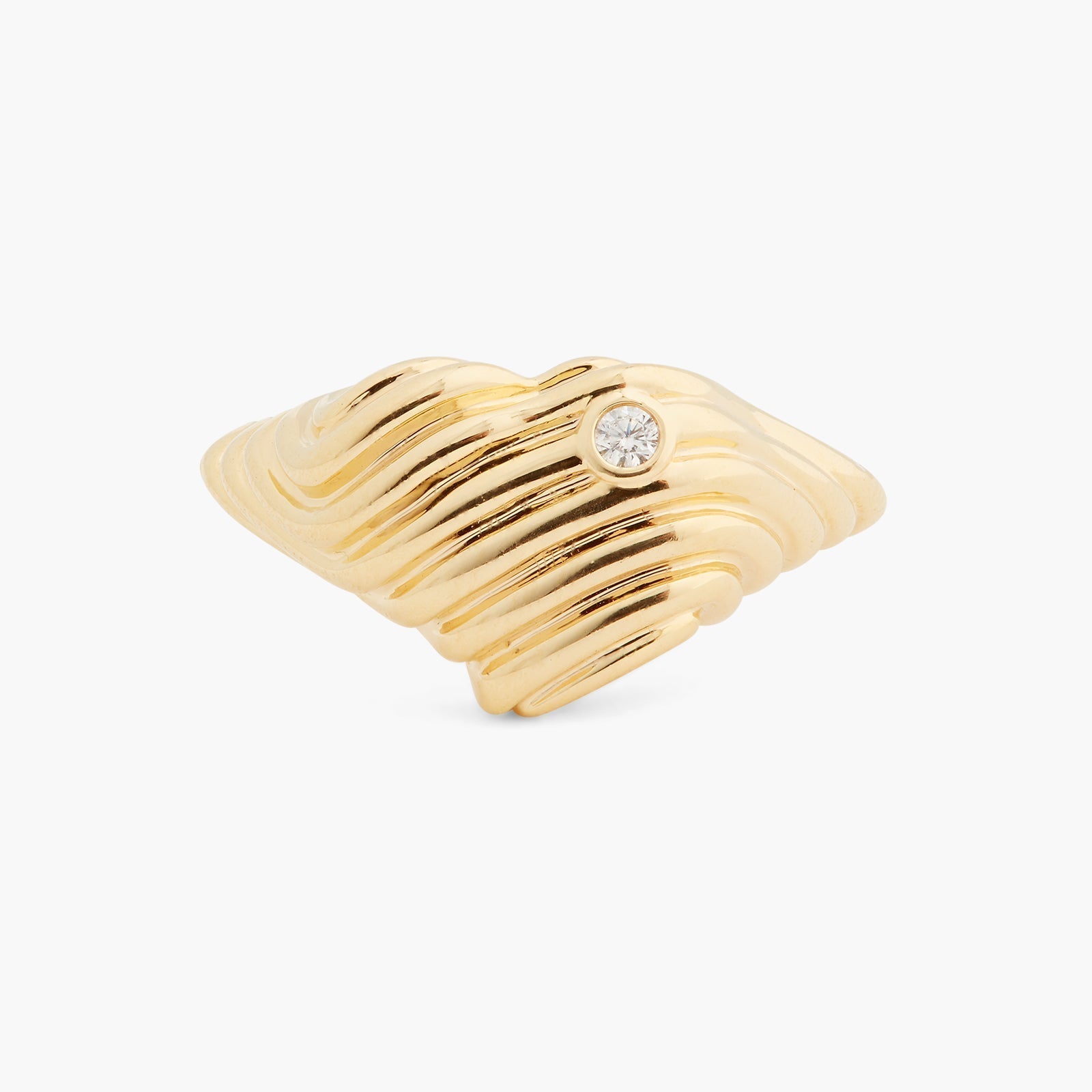 Ripple Heart CZ Signet Ring | ASAM6041 - Les Nereides