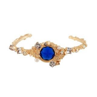 Roches Singulieres Blue Crystal Stone With Freshwater Pearls, Cubes & Crystals Small Bracelet | AERO2011 - Les Nereides