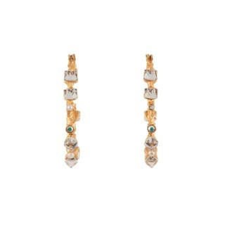 Roches Singulieres Small Hoops With Cubes And Crystals Earrings | AERO1121 - Les Nereides