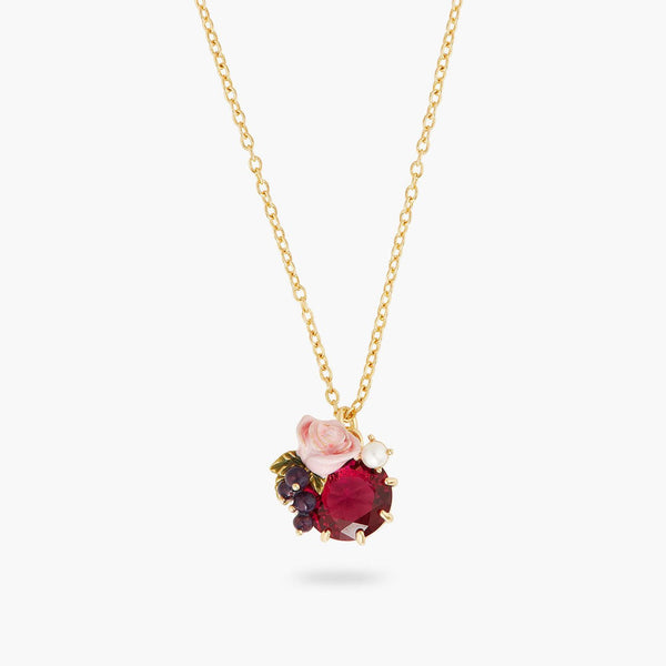 Rose And Blackcurrant Berries Pendant Necklace | AQNC3041 - Les Nereides