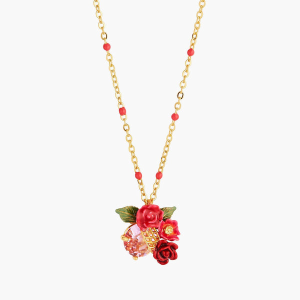 Rose Bouquet And Trellis Pendant Necklace | AMAR3041 - Les Nereides