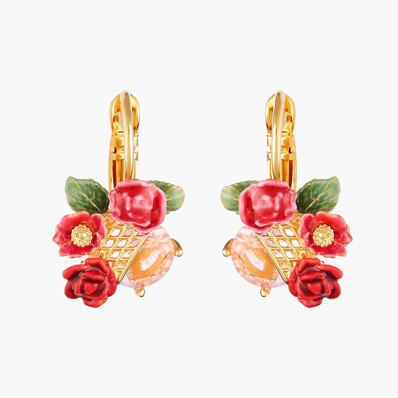 Rose Bush On Trellis Dormeuses Earrings | AMAR1061 - Les Nereides