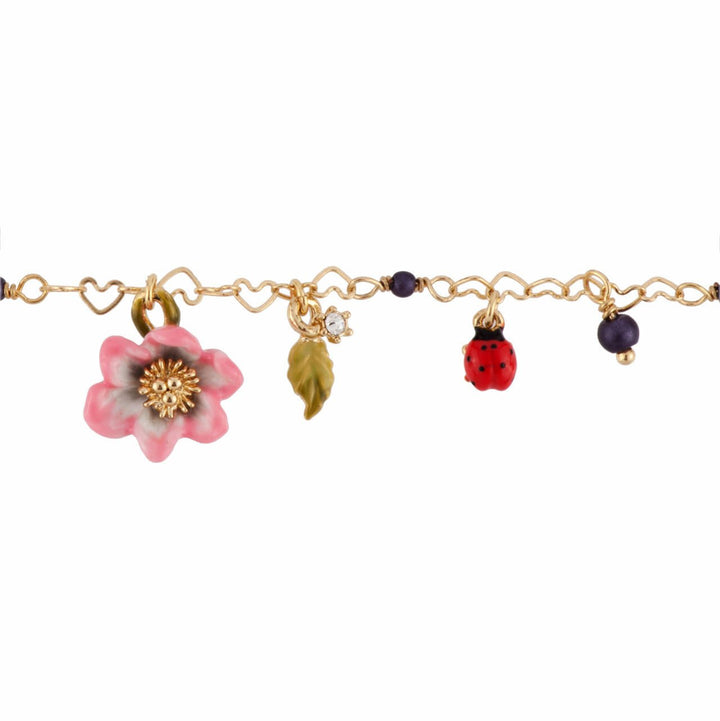 Rose D'Orient Pale Pink Flower & Multi-Pendants Bracelet | AFOR2011 - Les Nereides