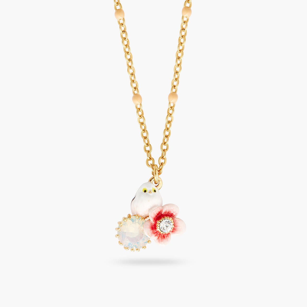 Rose hip and long - tailed titmouse necklace | AQLA3031 - Les Nereides