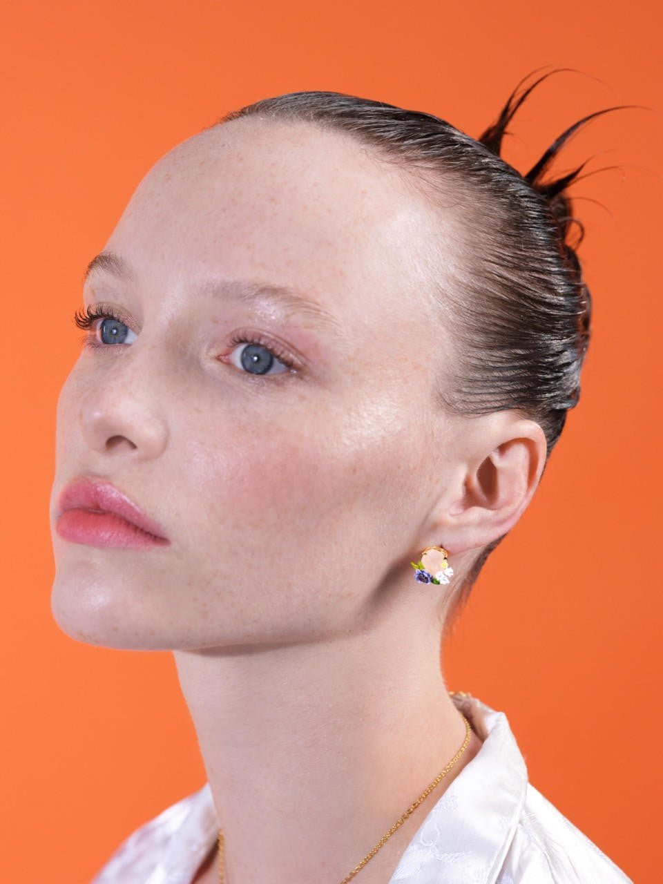 Rose Quartz And Floral Composition Earrings | ARPF1061 - Les Nereides