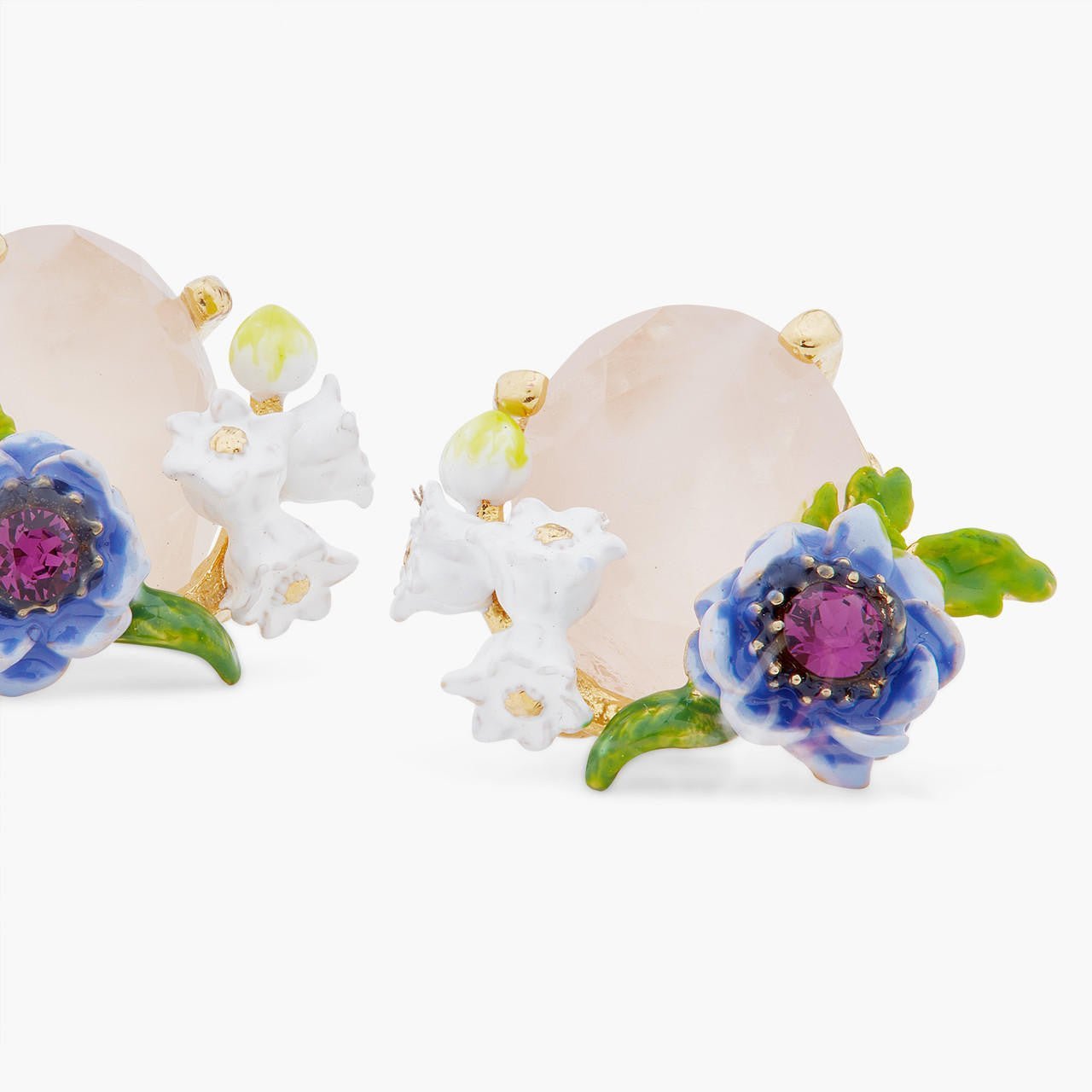 Rose Quartz And Floral Composition Earrings | ARPF1061 - Les Nereides