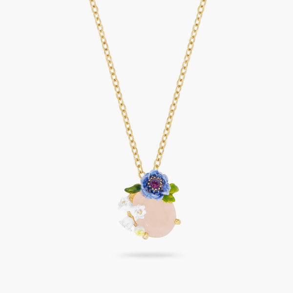 Rose Quartz And Floral Composition Pendant Necklace | ARPF3041 - Les Nereides