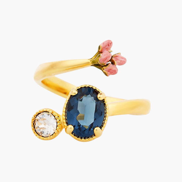 Rosebuds And Faceted Crystal Adjustable Ring | AOLA6011 - Les Nereides