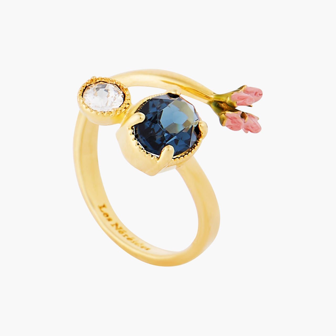 Rosebuds And Faceted Crystal Adjustable Ring | AOLA6011 - Les Nereides