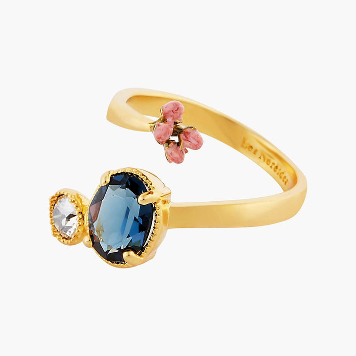 Rosebuds And Faceted Crystal Adjustable Ring | AOLA6011 - Les Nereides