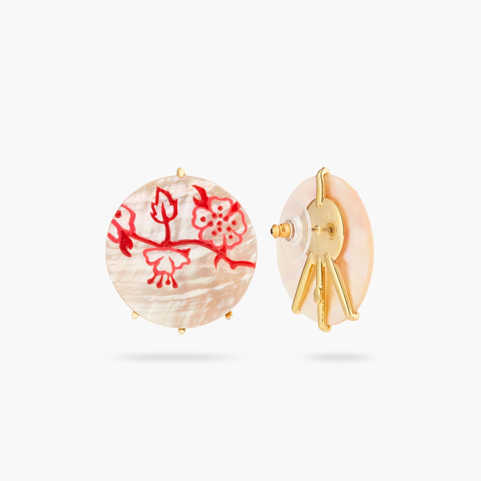 Rosebush red stamp on mother of pearl earrings | ASEN1111 - Les Nereides