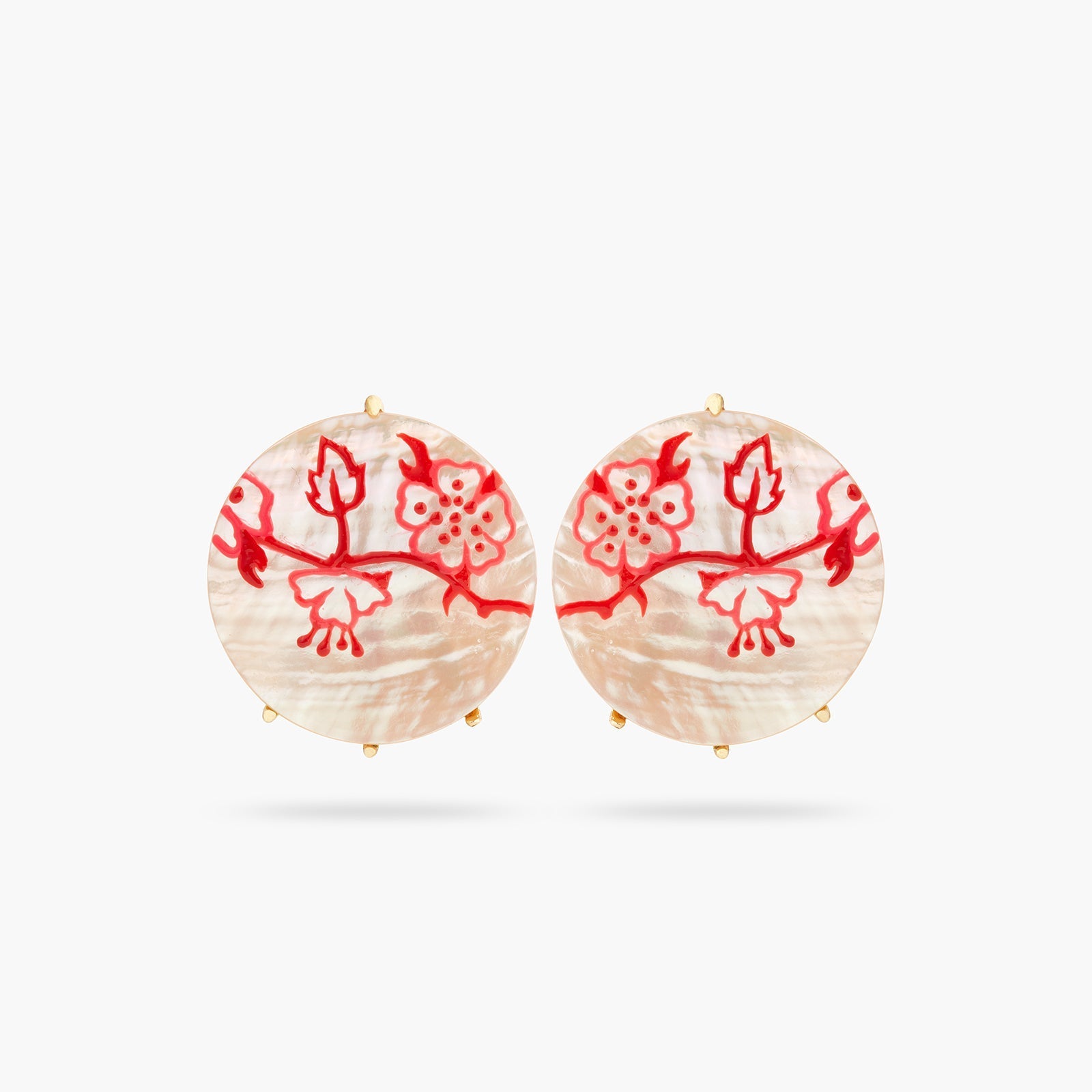 Rosebush red stamp on mother of pearl earrings | ASEN1111 - Les Nereides