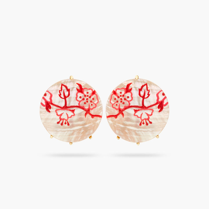 Rosebush red stamp on mother of pearl earrings | ASEN1111 - Les Nereides