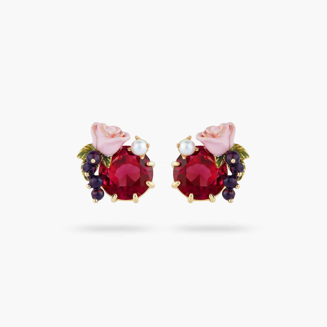 Roses And Blackcurrant Berries Earrings | AQNC1041 - Les Nereides