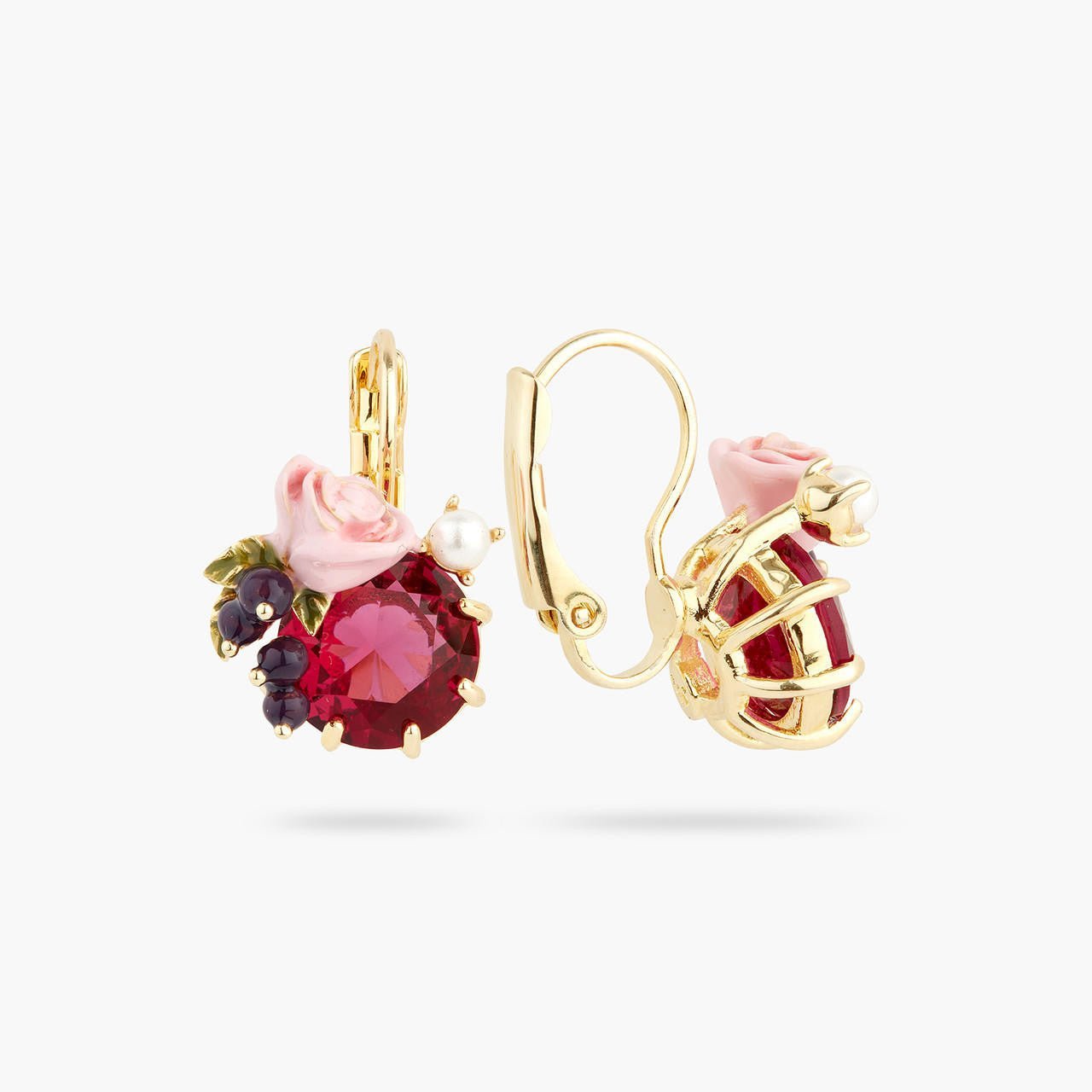 Roses And Blackcurrant Berries Earrings | AQNC1041 - Les Nereides