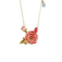 Roses D'Hiver Bird On A Rose And Pansy Flower Necklace | ACRH3051 - Les Nereides