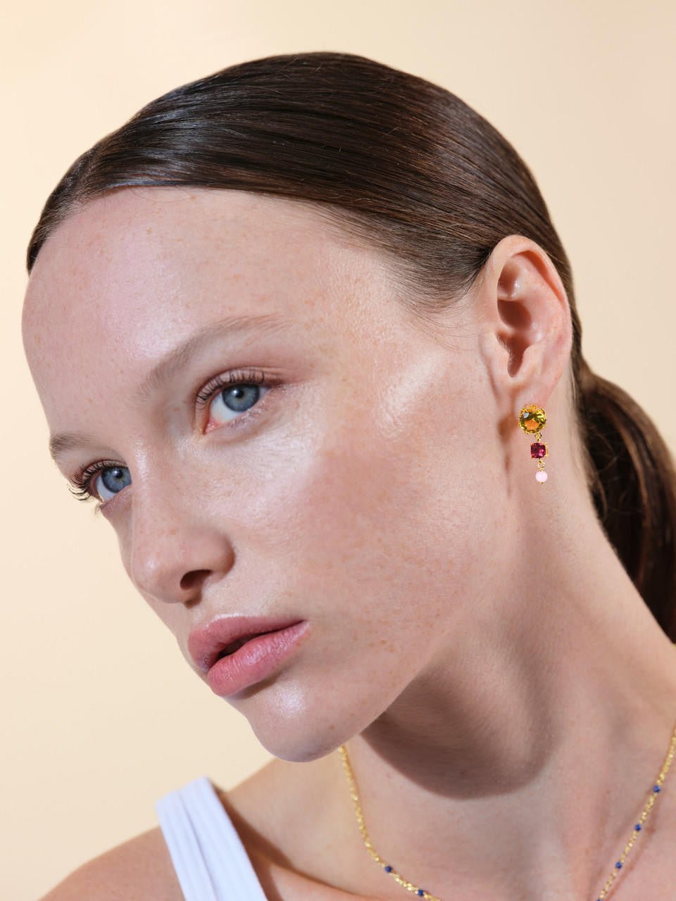 Round And Square Stone Earrings | ARCL1081 - Les Nereides
