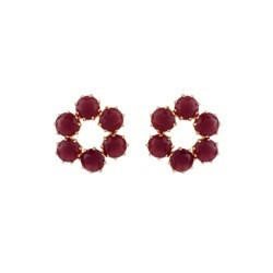 Round Big 6 Stones La Diamantine Aurore Purple Earrings | ACLD1431 - Les Nereides