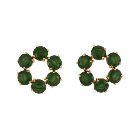 Round Small 6 Stones La Diamantine Forest Green Earrings | AELD1421 - Les Nereides
