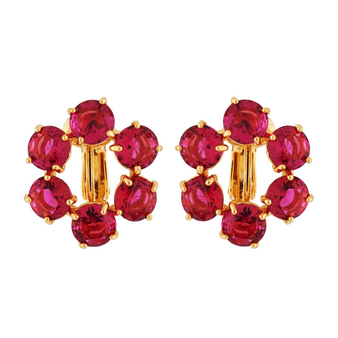 Round Small 6 Stones La Diamantine Grenadine Earrings | AHLD142C/2 - Les Nereides