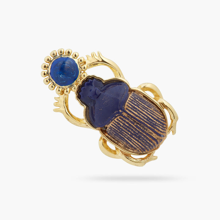 Sacred Egyptian Blue Scarab Beetle Brooch | ASNI5011 - Les Nereides
