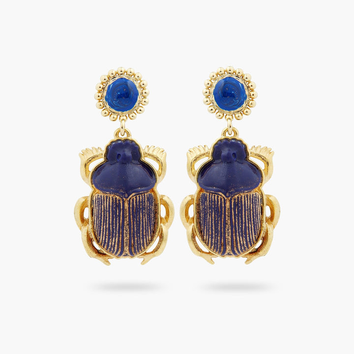 Sacred Egyptian Blue Scarab Beetle Earrings | ASNI1021 - Les Nereides