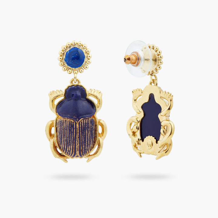 Sacred Egyptian Blue Scarab Beetle Earrings | ASNI1021 - Les Nereides