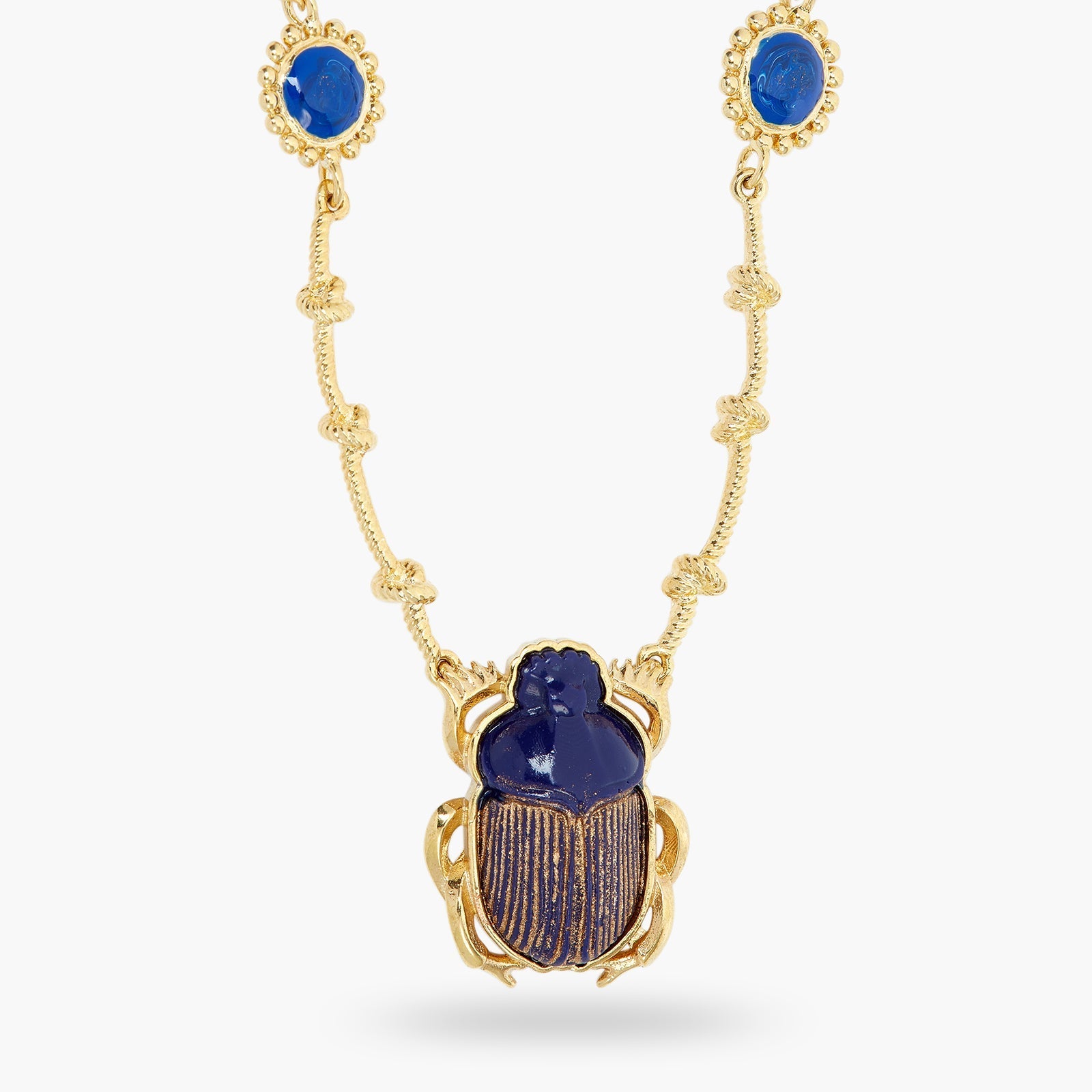 Sacred Egyptian Blue Scarab Beetle Pendant Necklace | ASNI3021 - Les Nereides