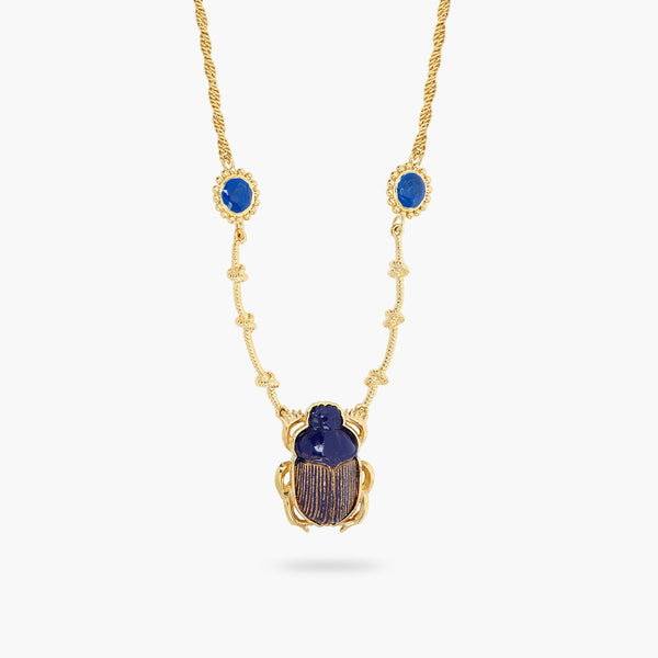 Sacred Egyptian Blue Scarab Beetle Pendant Necklace | ASNI3021 - Les Nereides
