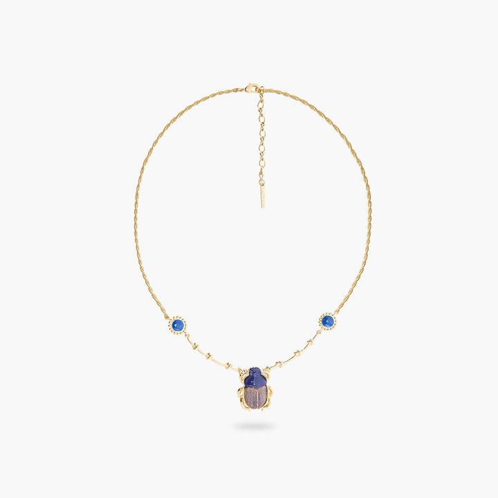 Sacred Egyptian Blue Scarab Beetle Pendant Necklace | ASNI3021 - Les Nereides