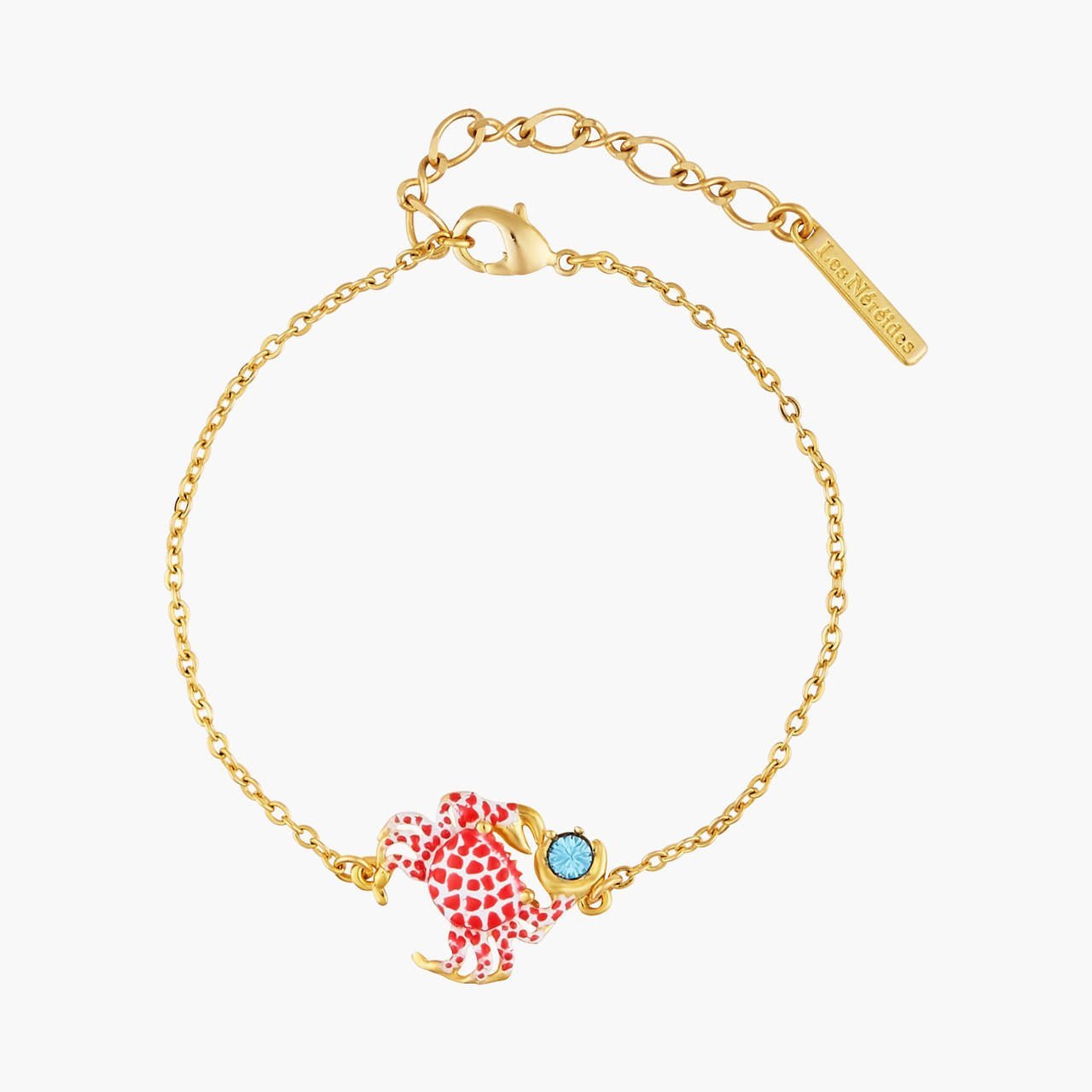 Scarlet Crab And Blue Faceted Crystal Thin Bracelet | AOGL2031 - Les Nereides