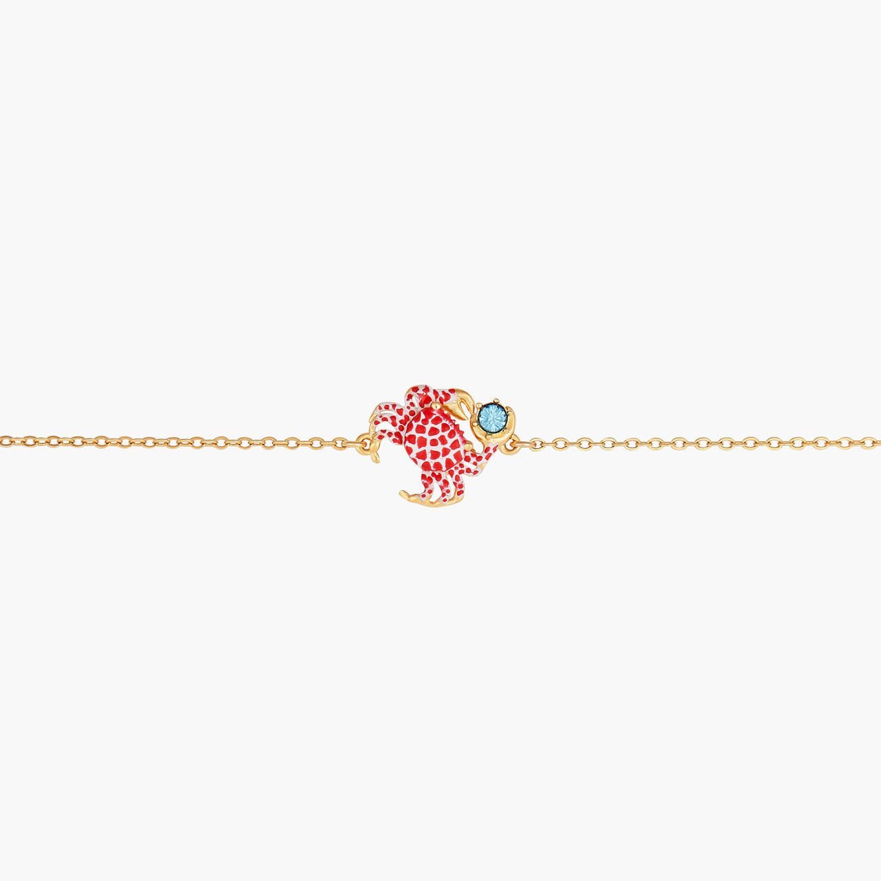 Scarlet Crab And Blue Faceted Crystal Thin Bracelet | AOGL2031 - Les Nereides