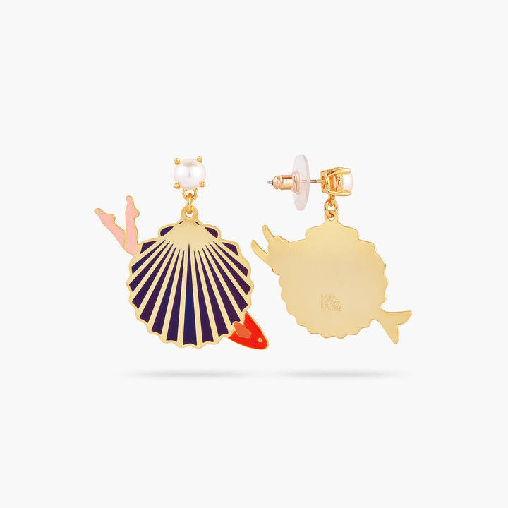 Sea shell and mermaid earrings | AQUI1031 - Les Nereides