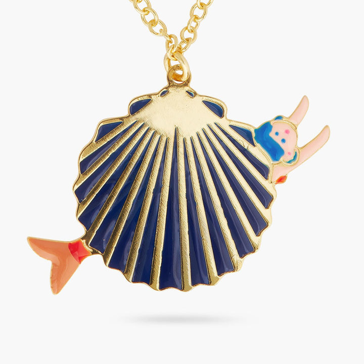 Sea shell and mermaid pendant necklace | AQUI3031 - Les Nereides