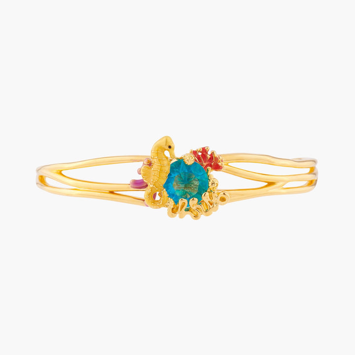 Seahorse And Blue Lagoon Crystal Bangle Bracelet | ALPC201/11 - Les Nereides