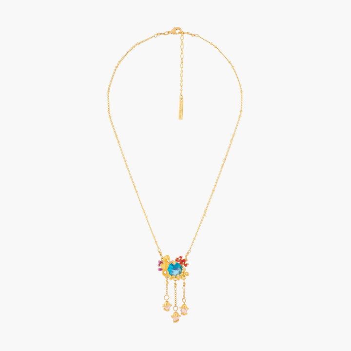 Seahorse And Blue Lagoon Crystal Pendant Necklace | ALPC3021 - Les Nereides