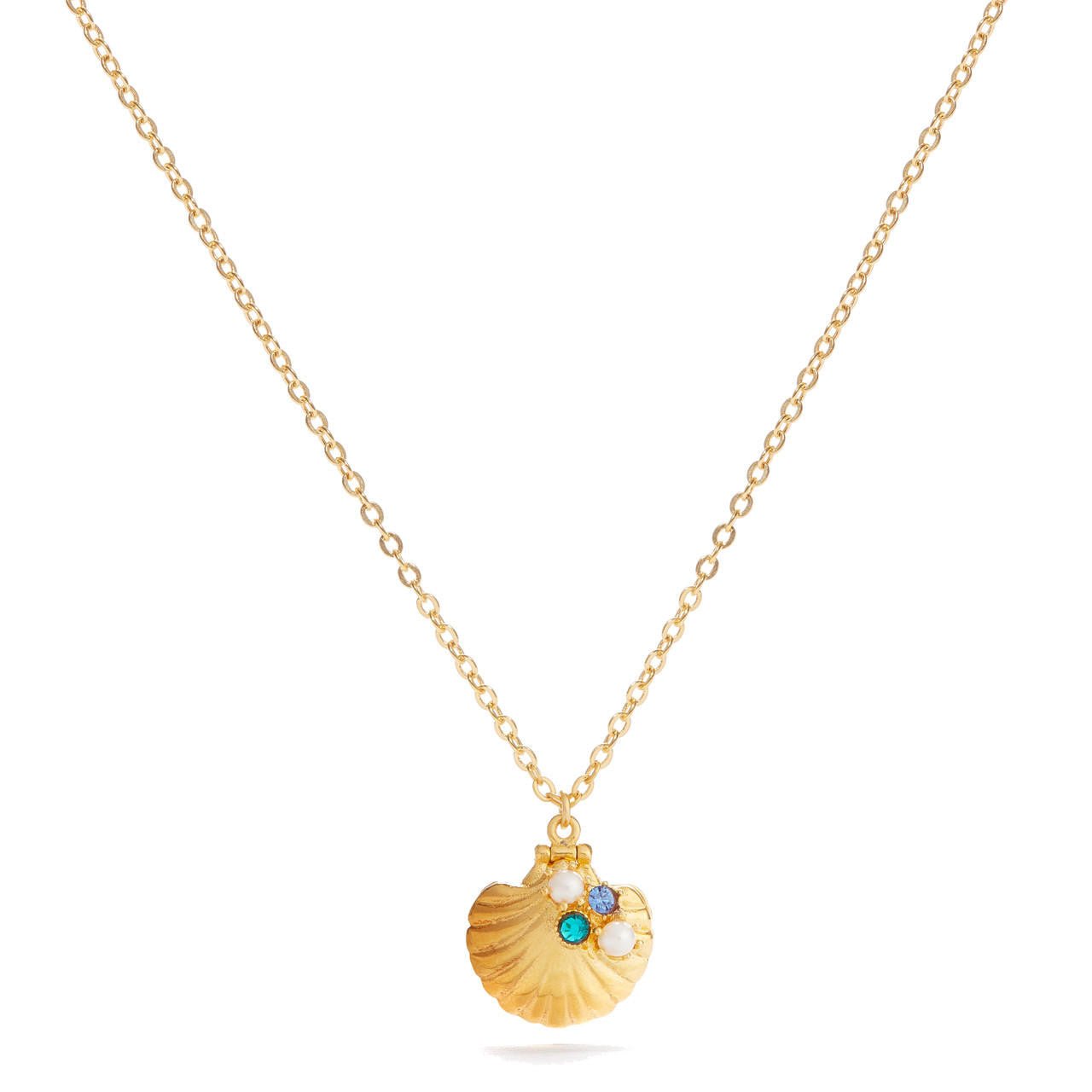 Seashell And Scarlet Crab Pendant Medallion Necklace | AOGL3041 - Les Nereides