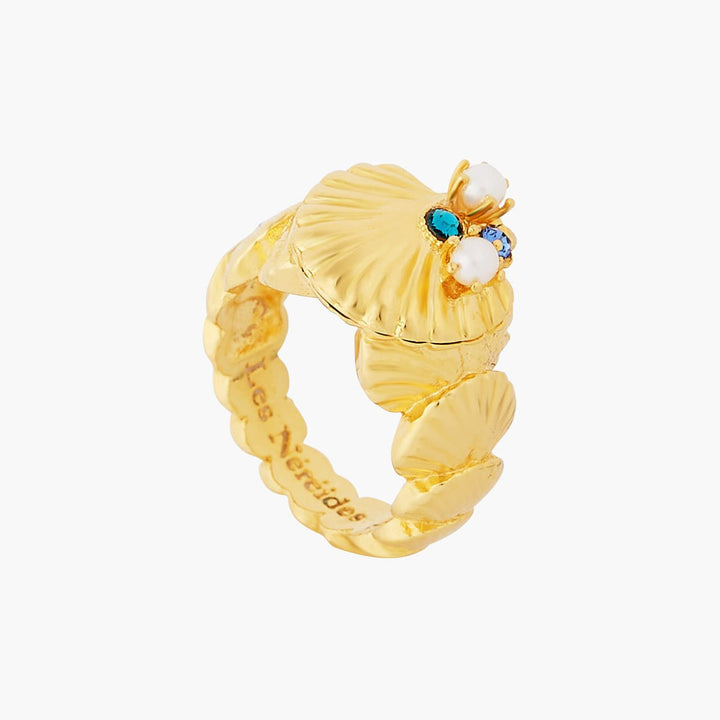 Seashell And Scarlet Crab Secret Ring | AOGL6021 - Les Nereides