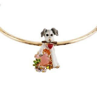 Semi-Rigid Les Nereides Loves Animals Grey Dog & Pink Stone Dog Bracelet | ACLA2041 - Les Nereides